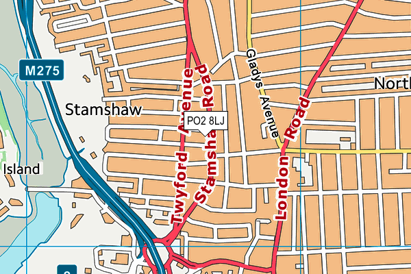 PO2 8LJ map - OS VectorMap District (Ordnance Survey)