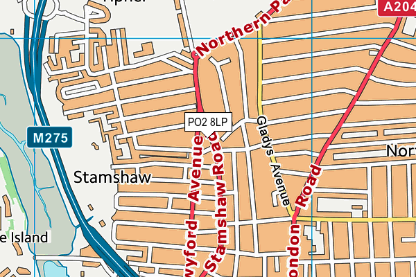 PO2 8LP map - OS VectorMap District (Ordnance Survey)