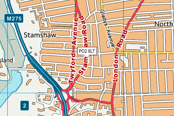 PO2 8LT map - OS VectorMap District (Ordnance Survey)