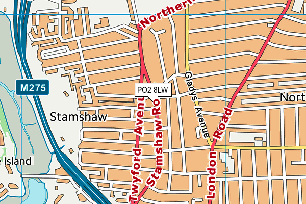 PO2 8LW map - OS VectorMap District (Ordnance Survey)