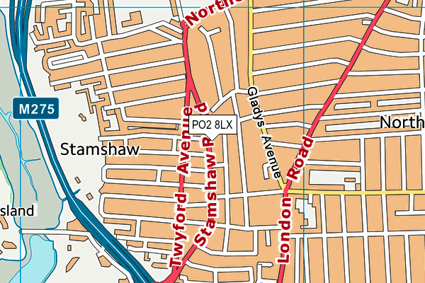 PO2 8LX map - OS VectorMap District (Ordnance Survey)