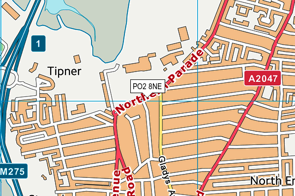 PO2 8NE map - OS VectorMap District (Ordnance Survey)