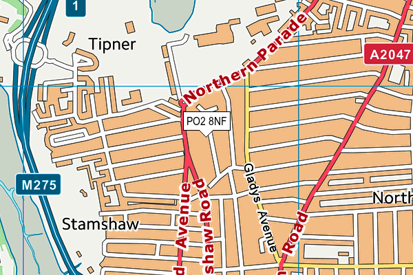 PO2 8NF map - OS VectorMap District (Ordnance Survey)