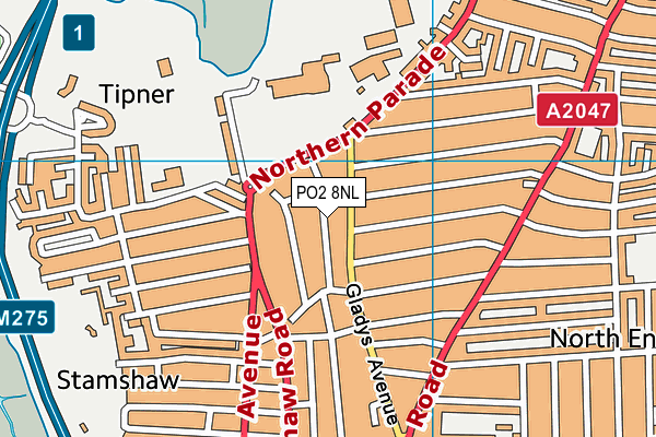 PO2 8NL map - OS VectorMap District (Ordnance Survey)