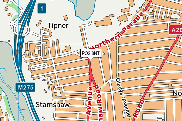 PO2 8NT map - OS VectorMap District (Ordnance Survey)