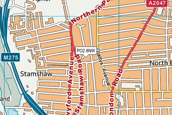 PO2 8NW map - OS VectorMap District (Ordnance Survey)