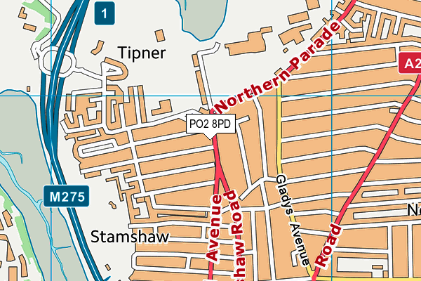 PO2 8PD map - OS VectorMap District (Ordnance Survey)