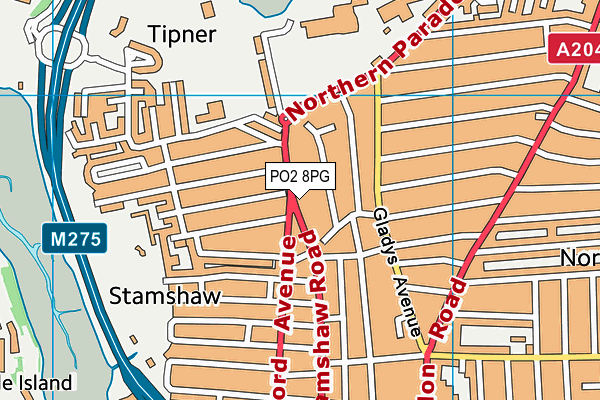 PO2 8PG map - OS VectorMap District (Ordnance Survey)