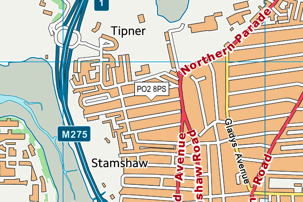 PO2 8PS map - OS VectorMap District (Ordnance Survey)