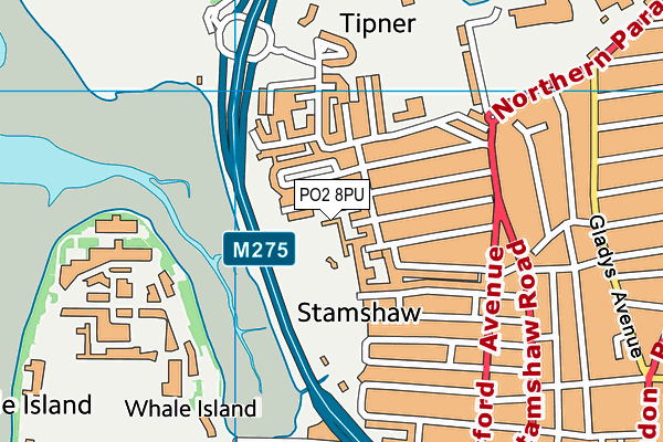 PO2 8PU map - OS VectorMap District (Ordnance Survey)