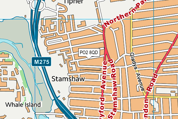 PO2 8QD map - OS VectorMap District (Ordnance Survey)