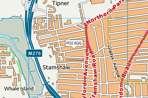 PO2 8QG map - OS VectorMap District (Ordnance Survey)