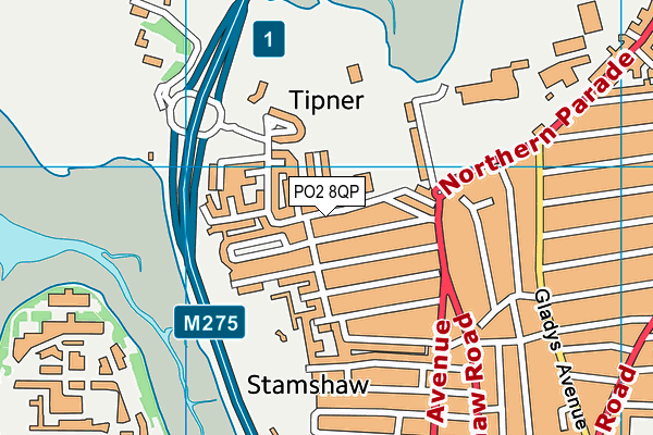 PO2 8QP map - OS VectorMap District (Ordnance Survey)