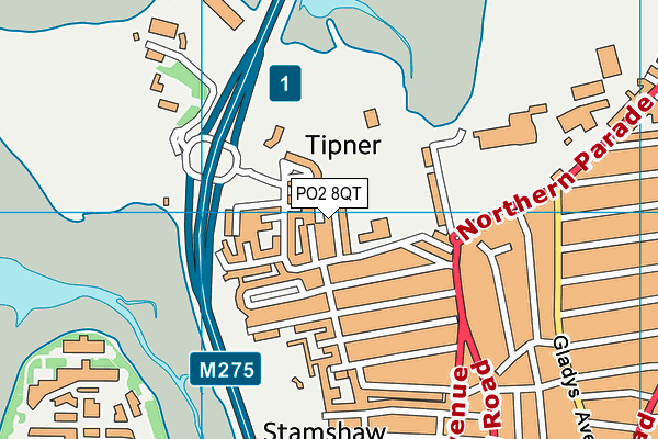 PO2 8QT map - OS VectorMap District (Ordnance Survey)