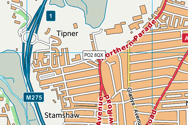 PO2 8QX map - OS VectorMap District (Ordnance Survey)