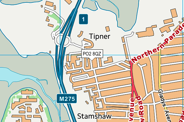 PO2 8QZ map - OS VectorMap District (Ordnance Survey)