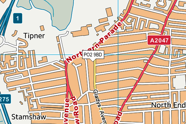 PO2 9BD map - OS VectorMap District (Ordnance Survey)