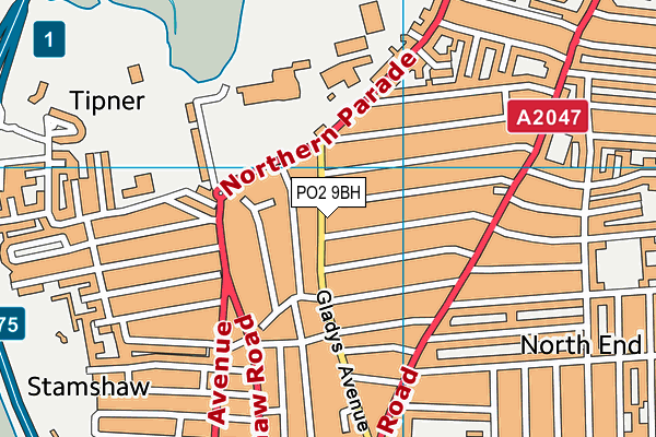 PO2 9BH map - OS VectorMap District (Ordnance Survey)