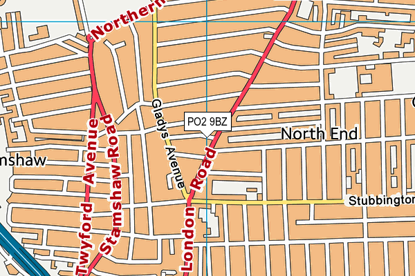 PO2 9BZ map - OS VectorMap District (Ordnance Survey)