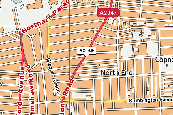 PO2 9JE map - OS VectorMap District (Ordnance Survey)