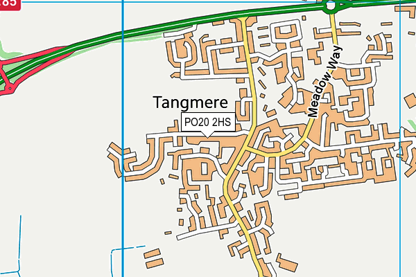 Tangmere Village Centre Recreation Ground (Tangmere Cricket Club) map (PO20 2HS) - OS VectorMap District (Ordnance Survey)