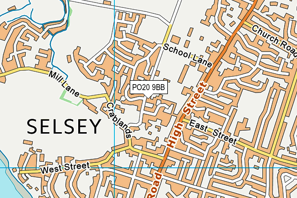 Selsey Cricket And Social Club map (PO20 9BB) - OS VectorMap District (Ordnance Survey)