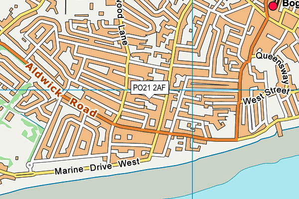 PO21 2AF map - OS VectorMap District (Ordnance Survey)