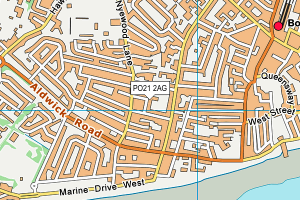 PO21 2AG map - OS VectorMap District (Ordnance Survey)