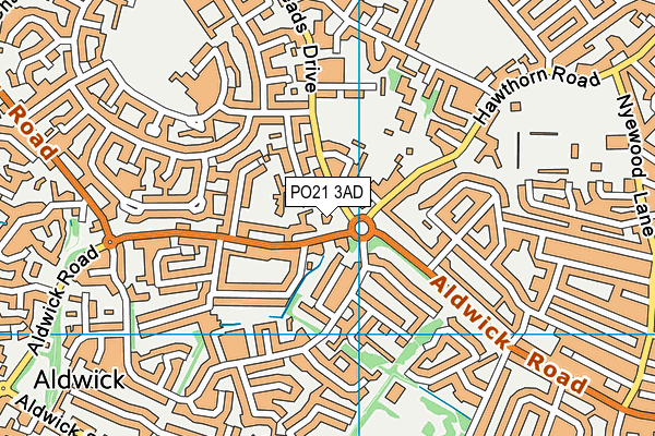 PO21 3AD map - OS VectorMap District (Ordnance Survey)