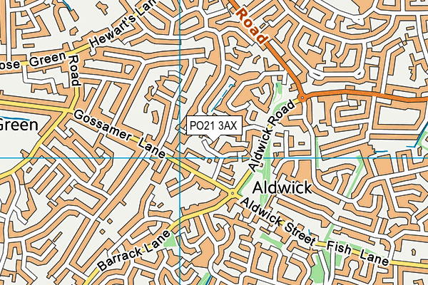 PO21 3AX map - OS VectorMap District (Ordnance Survey)