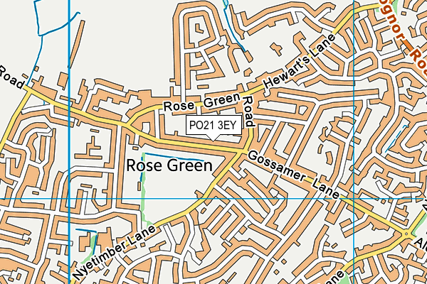PO21 3EY map - OS VectorMap District (Ordnance Survey)