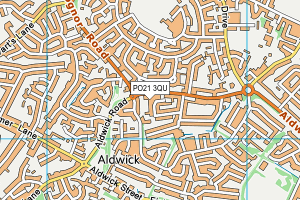 PO21 3QU map - OS VectorMap District (Ordnance Survey)