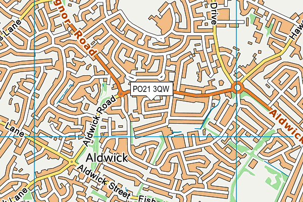 PO21 3QW map - OS VectorMap District (Ordnance Survey)