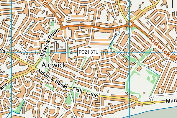 PO21 3TU map - OS VectorMap District (Ordnance Survey)