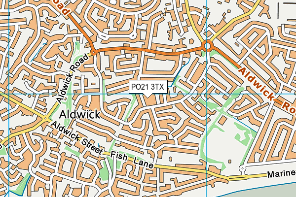 PO21 3TX map - OS VectorMap District (Ordnance Survey)
