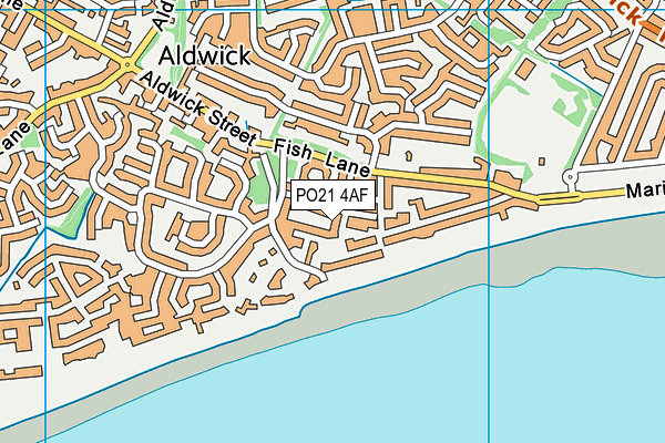 PO21 4AF map - OS VectorMap District (Ordnance Survey)