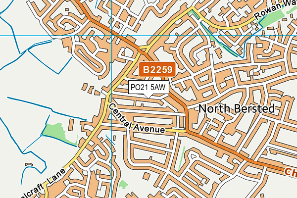 PO21 5AW map - OS VectorMap District (Ordnance Survey)