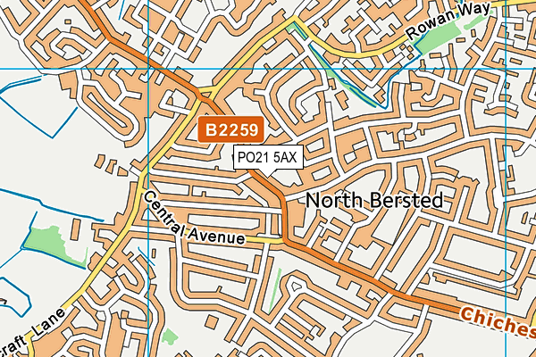PO21 5AX map - OS VectorMap District (Ordnance Survey)