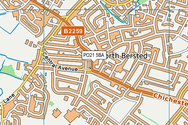 PO21 5BA map - OS VectorMap District (Ordnance Survey)