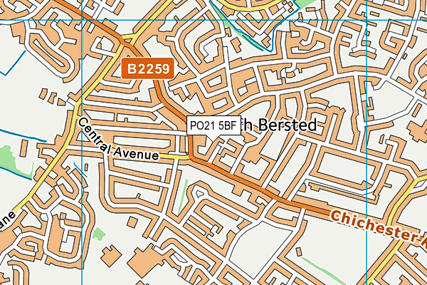 PO21 5BF map - OS VectorMap District (Ordnance Survey)