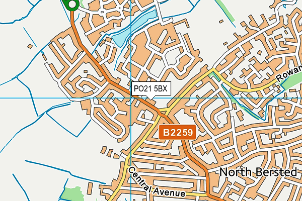 PO21 5BX map - OS VectorMap District (Ordnance Survey)