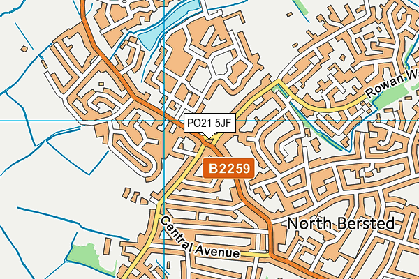 PO21 5JF map - OS VectorMap District (Ordnance Survey)