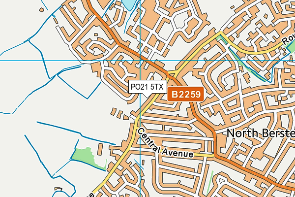 PO21 5TX map - OS VectorMap District (Ordnance Survey)