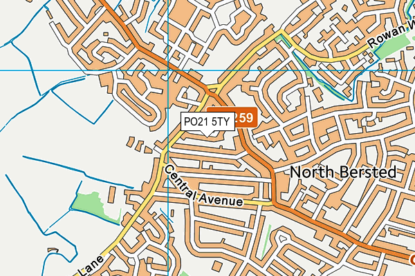 PO21 5TY map - OS VectorMap District (Ordnance Survey)