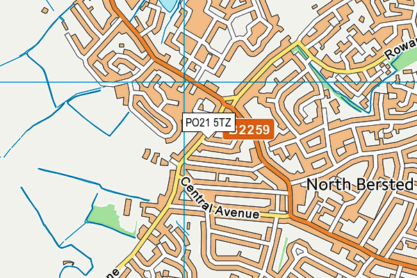PO21 5TZ map - OS VectorMap District (Ordnance Survey)