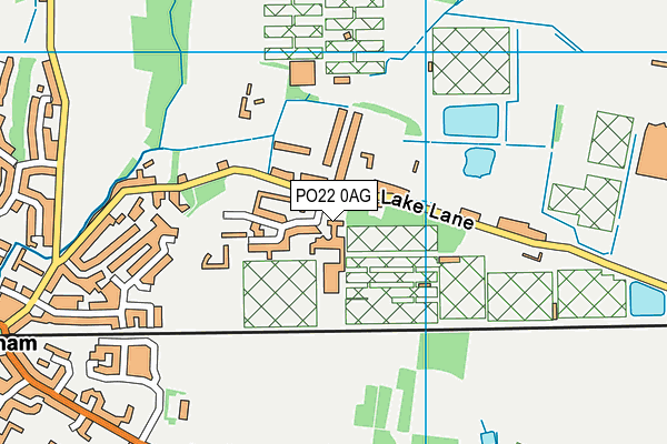 PO22 0AG map - OS VectorMap District (Ordnance Survey)