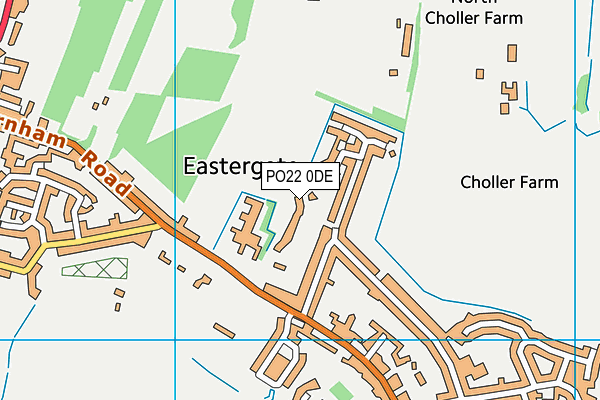 PO22 0DE map - OS VectorMap District (Ordnance Survey)
