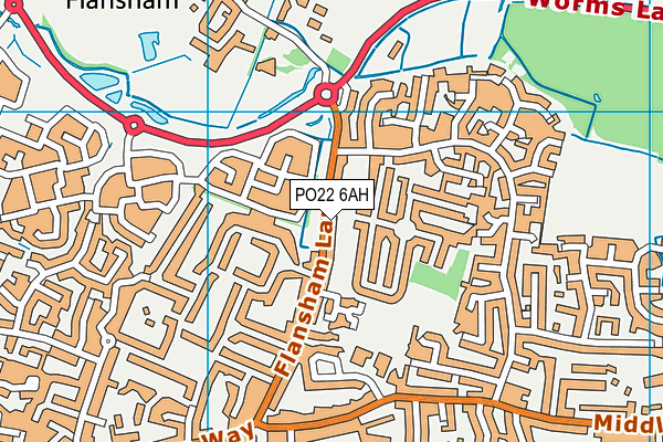 PO22 6AH map - OS VectorMap District (Ordnance Survey)