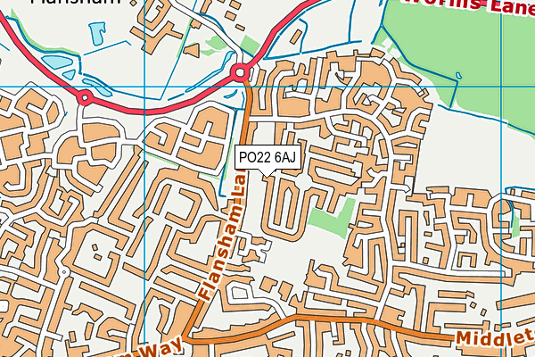 PO22 6AJ map - OS VectorMap District (Ordnance Survey)