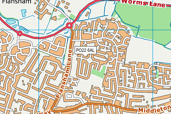 PO22 6AL map - OS VectorMap District (Ordnance Survey)